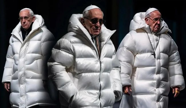 KI-generiertes Bild des Papstes in Daunenjacke 1